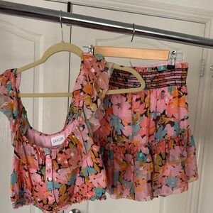 SAYLOR Pink Floral Ruffled Two-Piece Set
